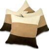 Set of 4 Brown, Latte & Cream Faux Suede 18" Cushion Covers