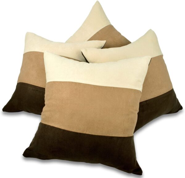 Set of 4 Brown, Latte & Cream Faux Suede 18" Cushion Covers