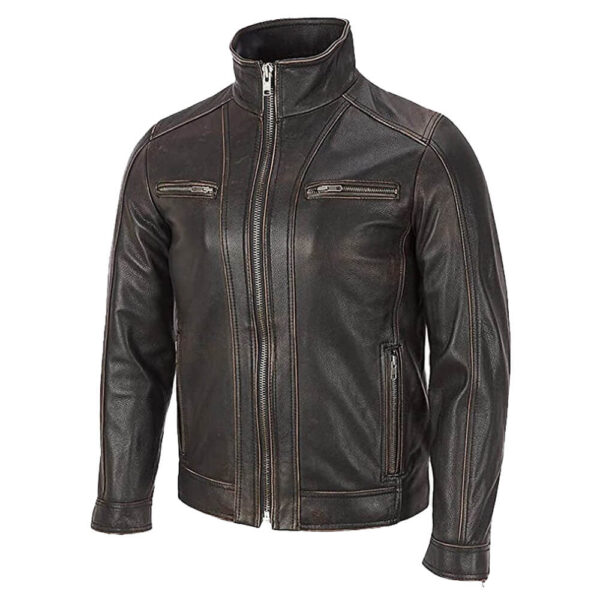 Men's Black Rivet Moto Leather Jacket