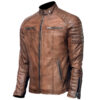 Men's Vintage Tan Brown Biker Leather Jacket