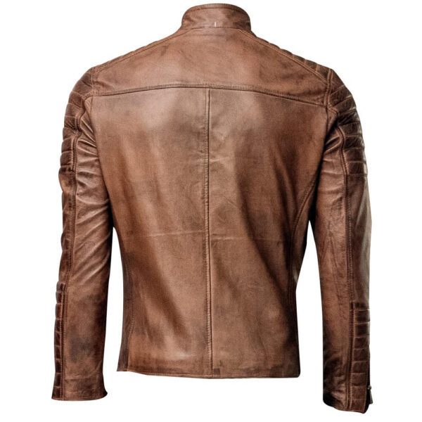 Men's Vintage Tan Brown Biker Leather Jacket