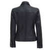 Ladies Black Real Leather Trucker Jacket