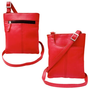 Red Leather Cross Body Bag Messenger Bag Unisex