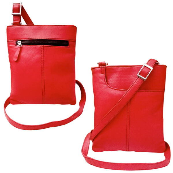 Red Leather Cross Body Bag Messenger Bag Unisex