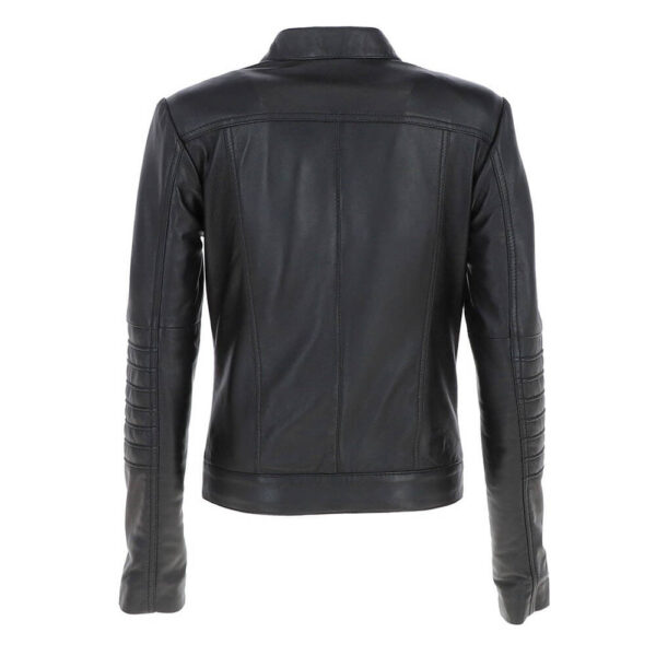 Ladies Black Leather Biker Style Jacket