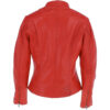 Ladies Red Retro Genuine Leather Biker Jacket