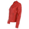 Ladies Red Retro Genuine Leather Biker Jacket