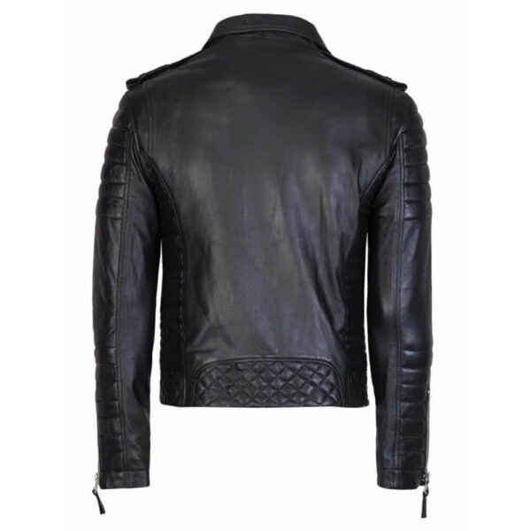 Men's Black Diamond Quilted Biker Leather Jacket