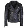 Men's Black Diamond Quilted Biker Leather Jacket