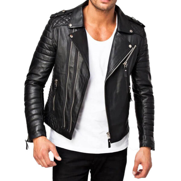 Men's Black Vintage Slim Fit Real Leather Jacket