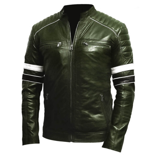 Men's Green Vintage Cafe Racer Leather Jacket