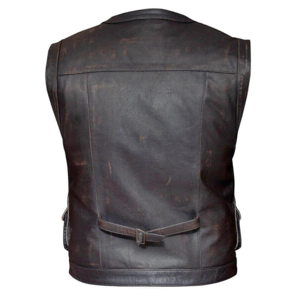 Men's Modern Adventurer Brown Leather Biker Vest