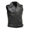 Men's Motorcycle Black Leather Vest Jacket