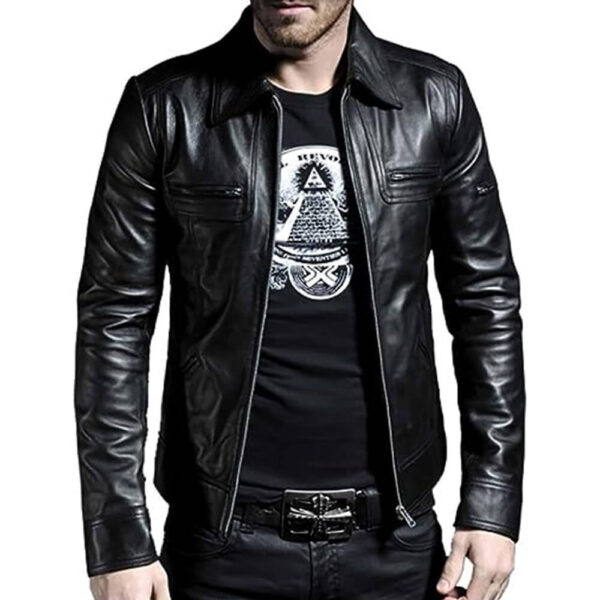 Men's Slim Fit Black Biker Leather Jacket