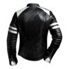 Men's White Stripes Black Leather Jacket