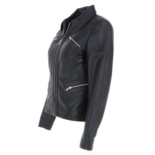 Women's Real Black Leather Slim Fit Jacket