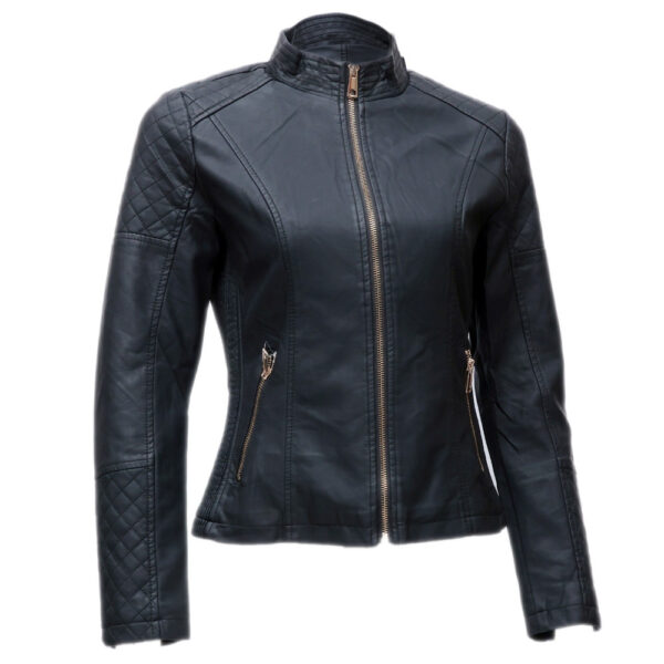 Women's Black Quilted Real Leather Jacket