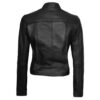 Women's Black V-Line Style Biker Leather Jacket