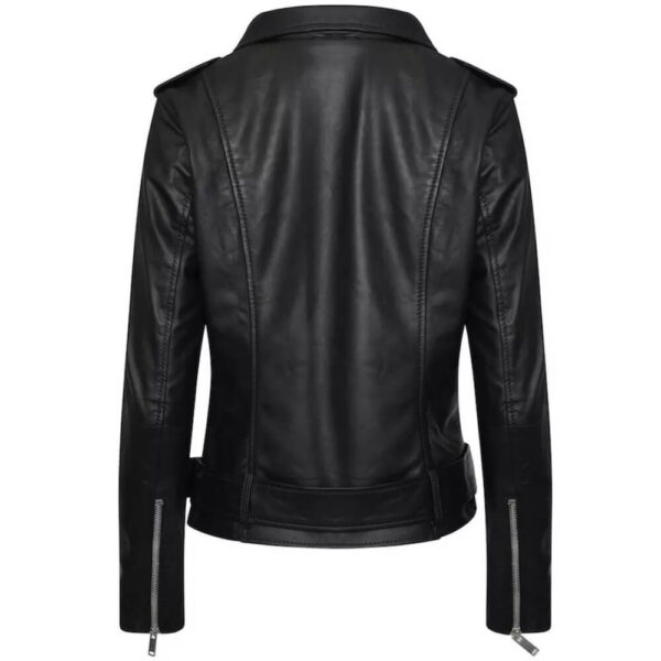 Women's Bold Fashion Real Leather Black Jacket