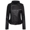 Women's Bold Fashion Real Leather Black Jacket