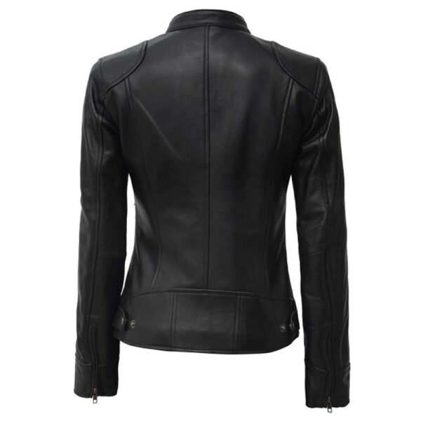 Women's Cafe Racer Black Leather Jacket