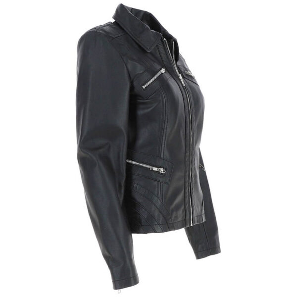 Women's Real Black Leather Slim Fit Jacket