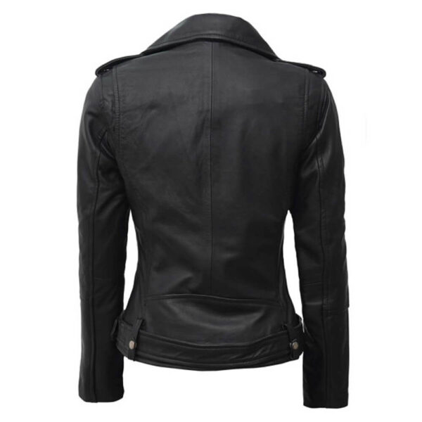 Women's Leather Black Moto Racer Style Jacket