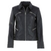 Women's Real Black Leather Slim Fit Jacket