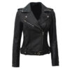 Women's Leather Black Moto Racer Style Jacket