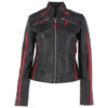 Women’s Red Lineage Black Leather Jacket