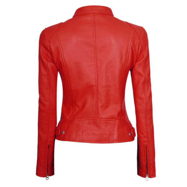 Women's Stylish Red Fashion Leather Jacket