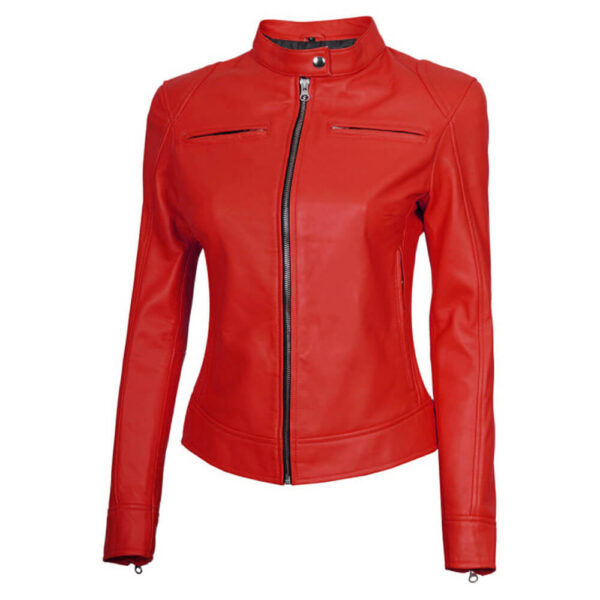 Women's Stylish Red Fashion Leather Jacket